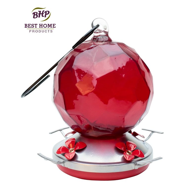 Blown Glass Hummingbird Feeder Red Bouquet Cap With Red Flowers Best Home Products 6274