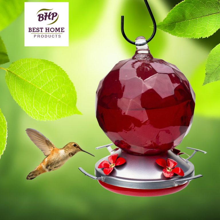 Blown Glass Hummingbird Feeder With Perch Candy Apple Best Home Products 6735