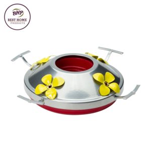 Hummingbird Feeder Base with Perch & Tray Replacement (Silver w/ Yellow Flowers)
