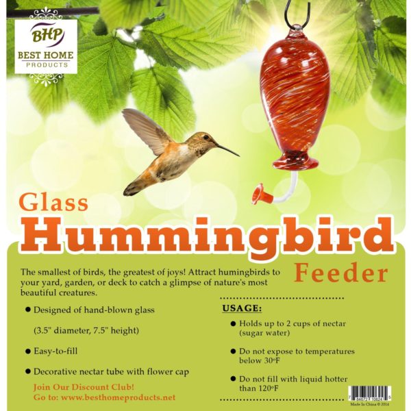 Glass Blown Hummingbird Feeder